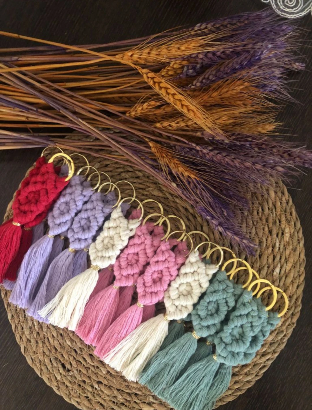 100 pcs macrame keychain mixed color gift for baby shower event baptism wedding henna night