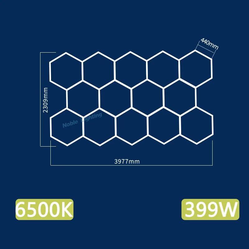 Zeshoekige LED-verlichting 6500K Daglicht Honingraat Plafondlamp Hoog Helder voor Garage Werkplaats Auto Detail Studio Home Gym Verlichting