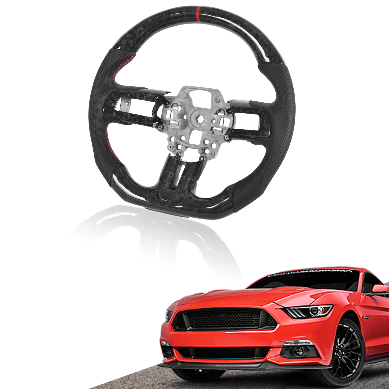 Carbon Fiber Steering Wheel For Mustang 2015 with trim forged