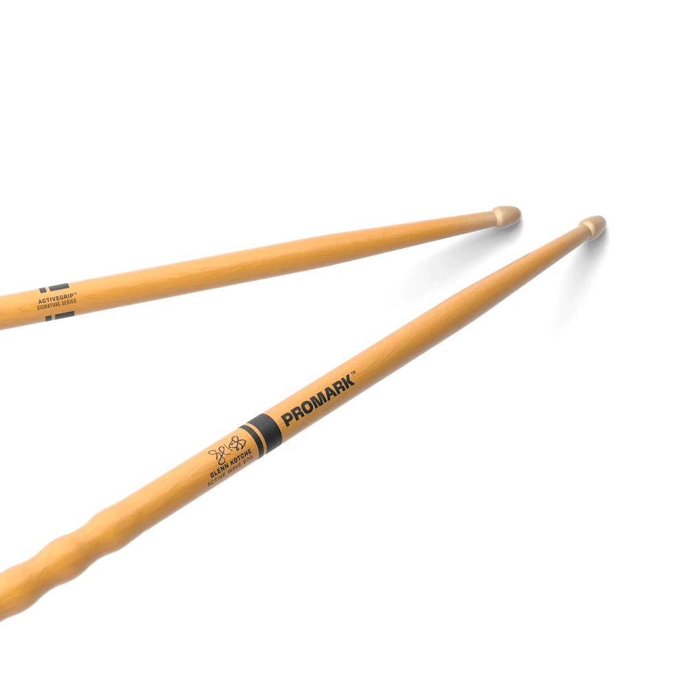 Promark by D\'addario American Hickory Glenn Kotche Active WaveHandle 570 Drumsticks, Wood Tip, ActiveGrip Coating
