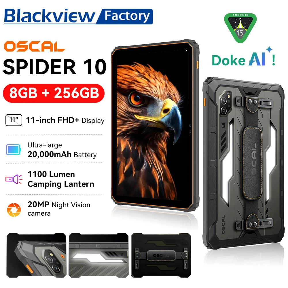 Tablet Blackview OSCAL SPIDER 10 i fuqishëm, 11" FHD+IPS, ekran 60Hz, bateri 20000mAh, procesor MediaTek Dimensity G81, Android 15