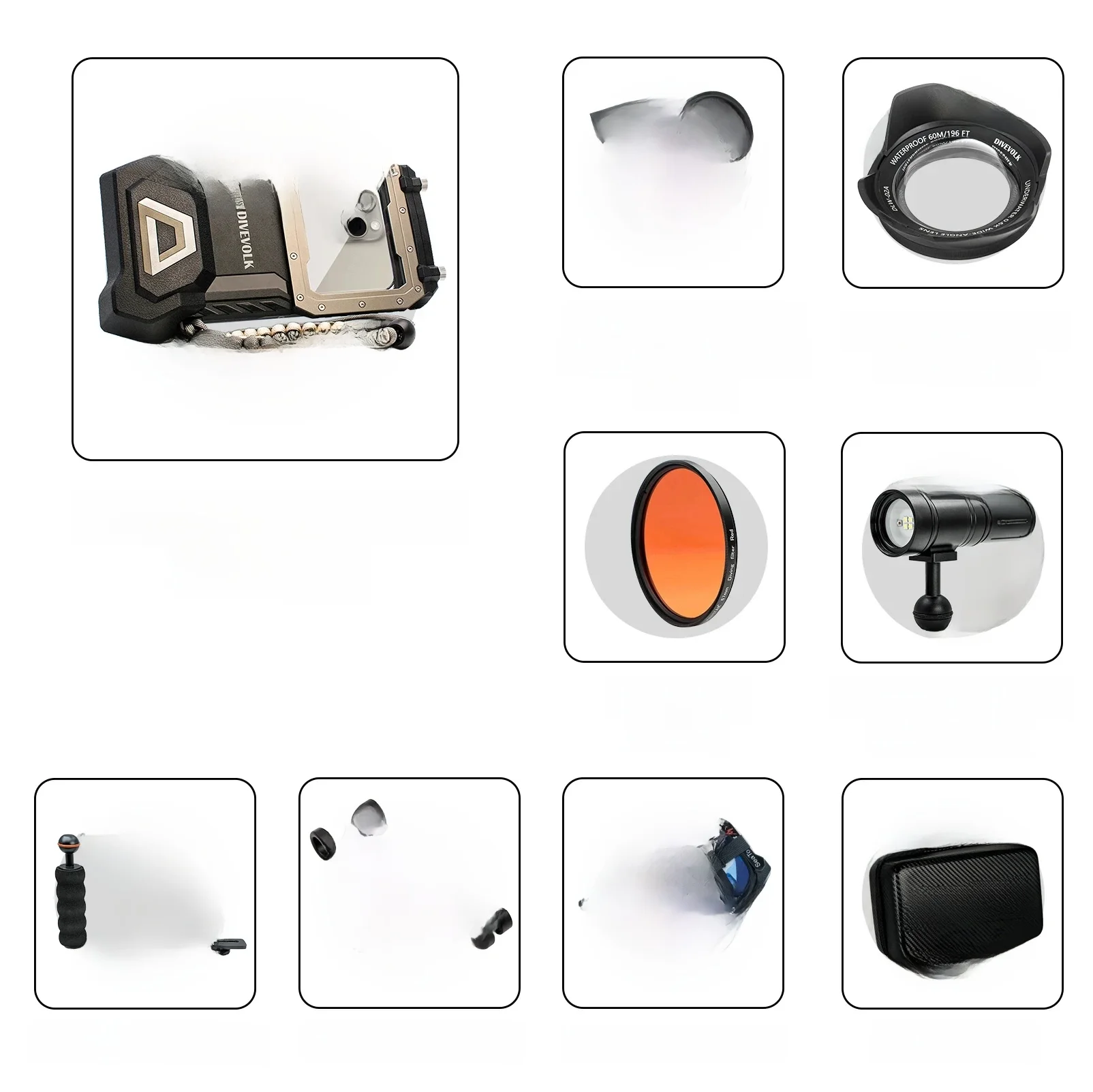 DIVEVOLK Seatouch 4 Max mobilne pudełko do nurkowania akcesoria anty utrata liny filtr folia Selfie Stick Adapter aparatu — zdjęcie produktu 7