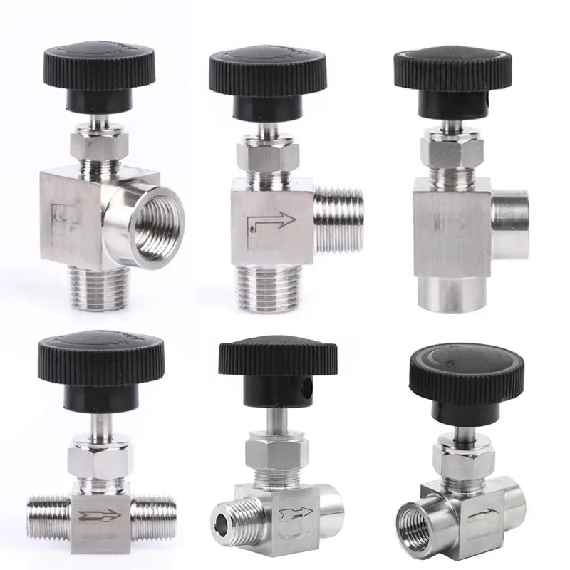 1/8 "1/4" 3/8 "1/2" NPT BSP mâle femelle coude à 90 degrés 304 316 acier inoxydable débit ajuster aiguille Valve grue