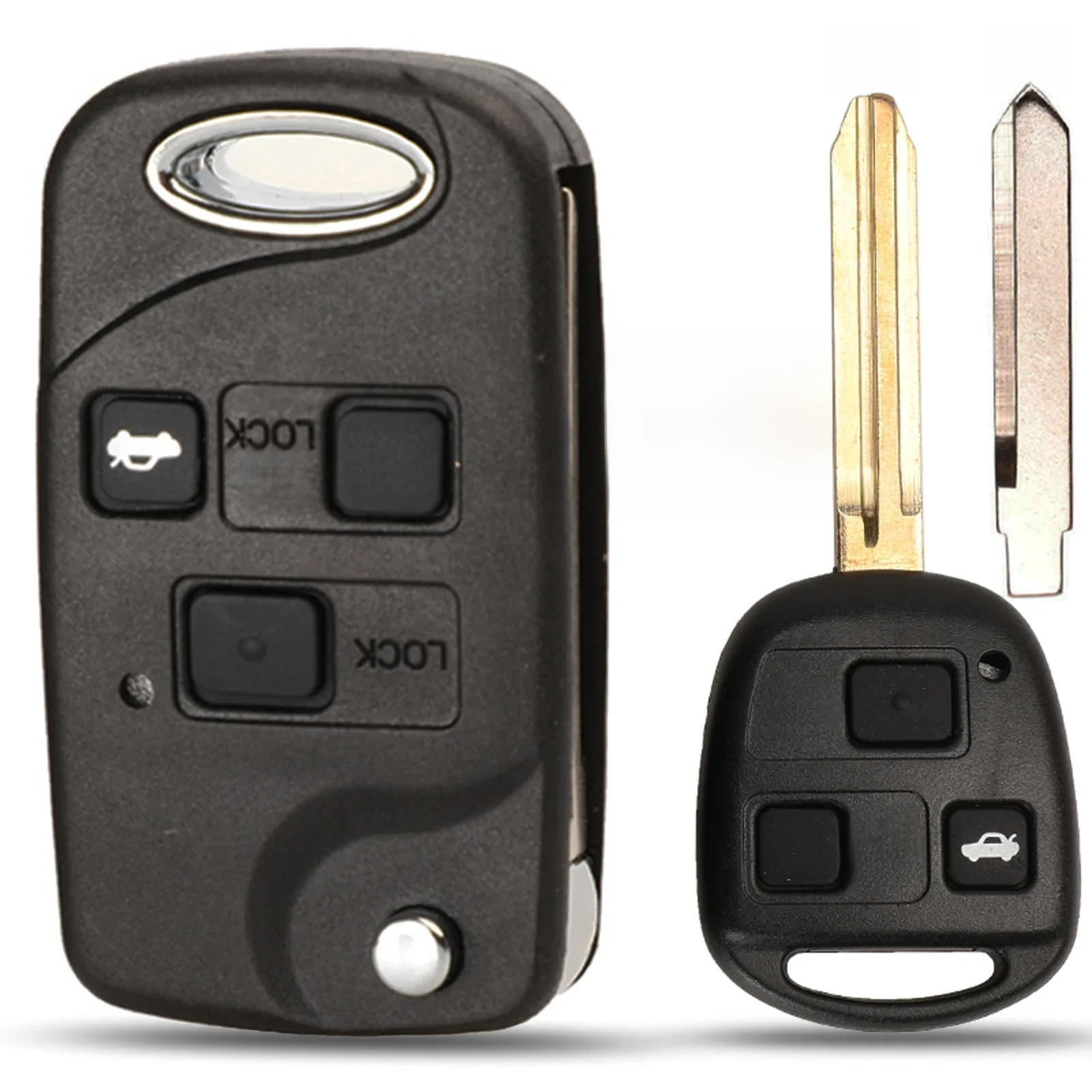 Jingyuqin 2/3BTN TOY43/TOY47 lame non coupée pliante rabat clé de voiture à distance coque pour Toyota Yaris Carina Corolla Avensis