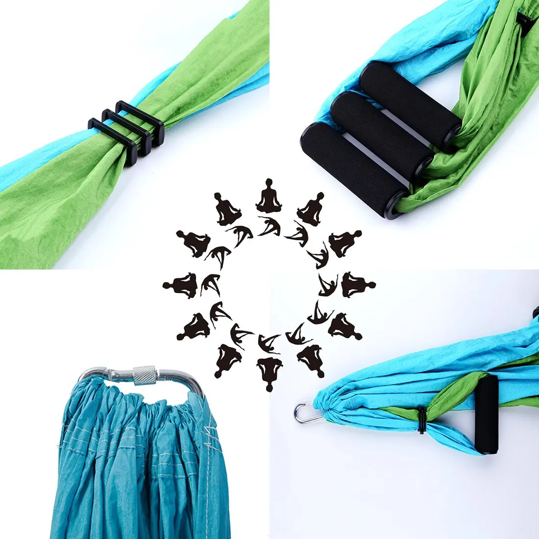 Aerial Yoga Hammock Set Trapeze Inversion Equipment Yoga Swing for Home Gym Hanging with Carry Bag and Extension belt