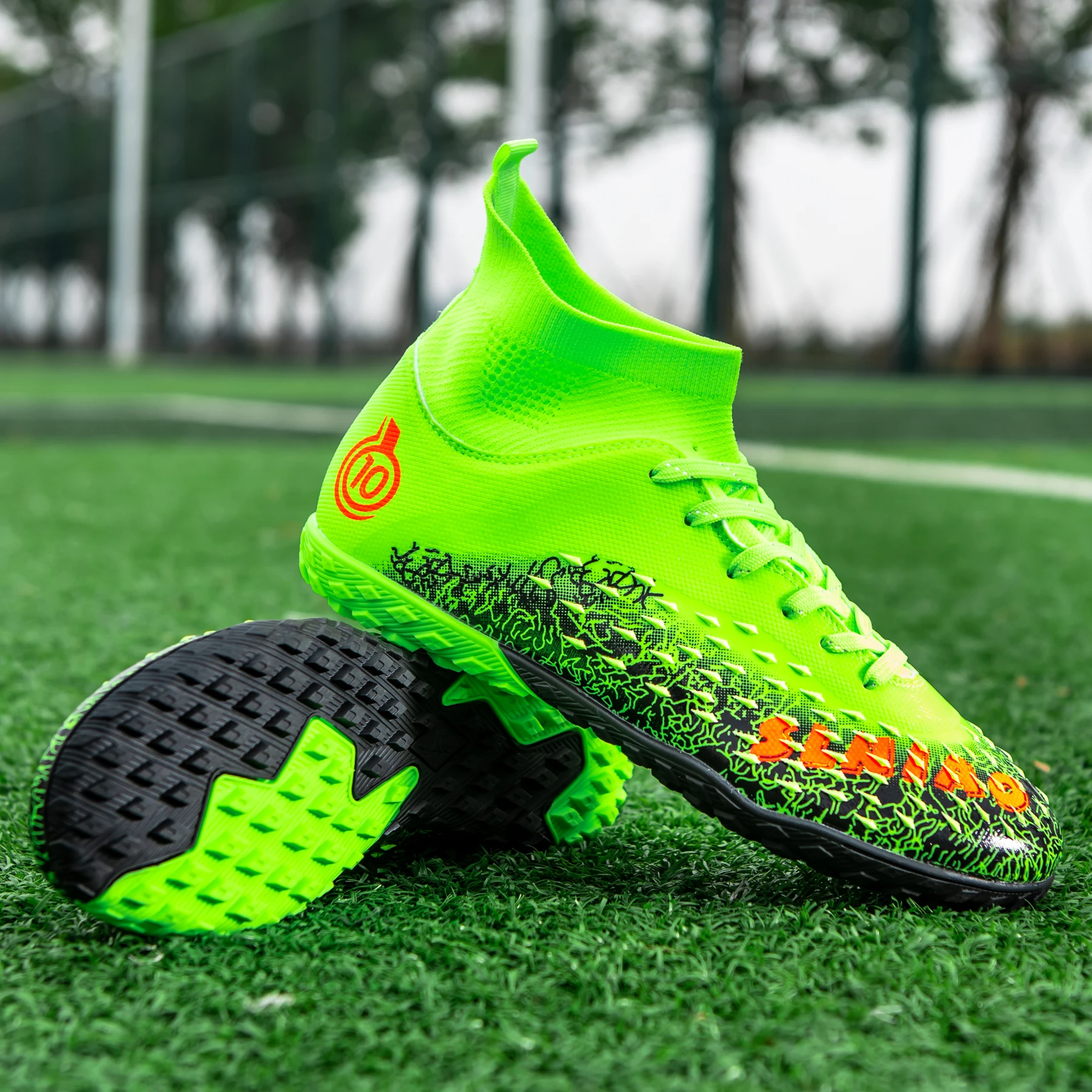 Soccer Cleats AG TF for Men Women High Top Football Boots Professional Breathable Non Slip Match Training Shoes 4 Colors