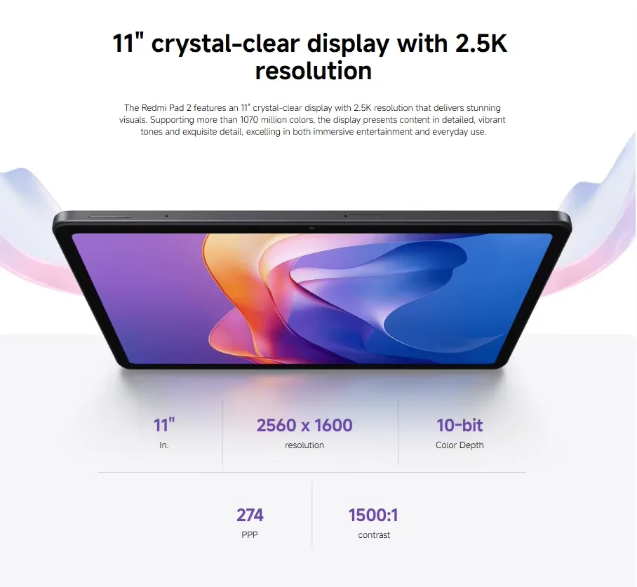 Immagine 4: Xiaomi Redmi Pad 2 Tablet PC Batteria da 9000mAh Display 11