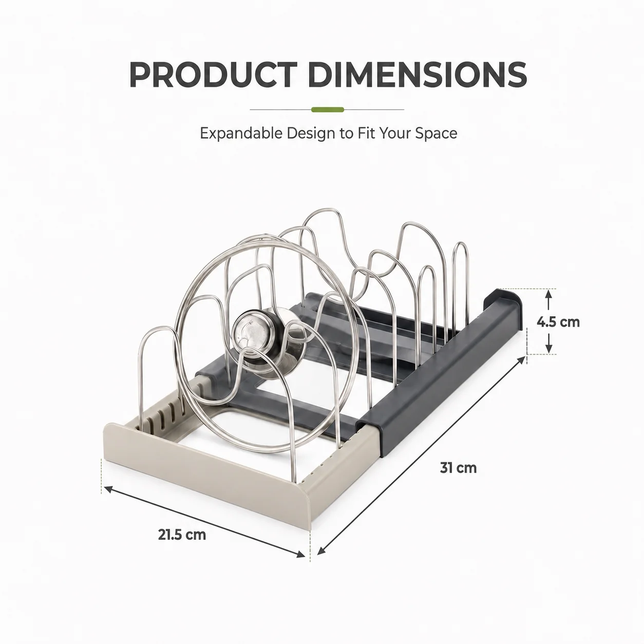 キャビネット内用パン蓋オーガナイザー、拡張可能12~22イン - Kitchen Cabinet Baking Organizer のレビューと価格