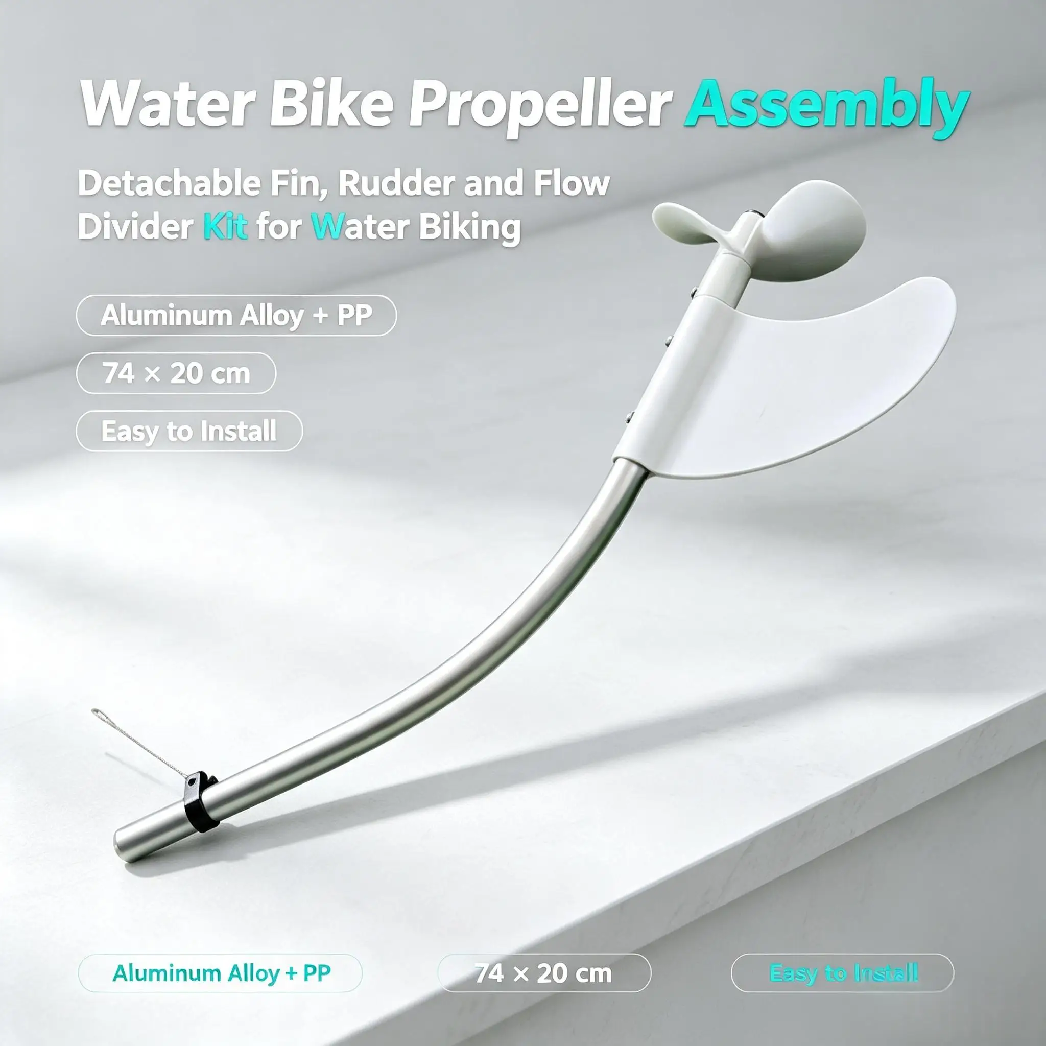 Outboard Propeller Assembly for Water Bike Easy Installation Detachable 2 Blade Kit for Unpowered Boat Water Bicycle Parts