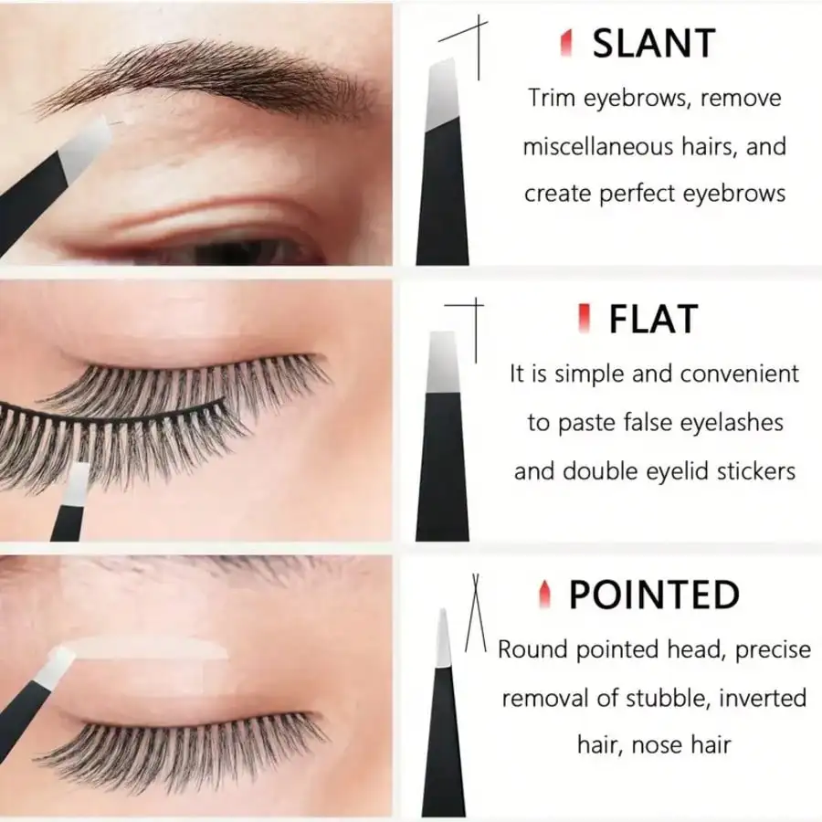 1 set di pinzette per ciglia da 4 pezzi, pinzette di bellezza multifunzione in acciaio inossidabile per ciglia finte e modellare le sopracciglia