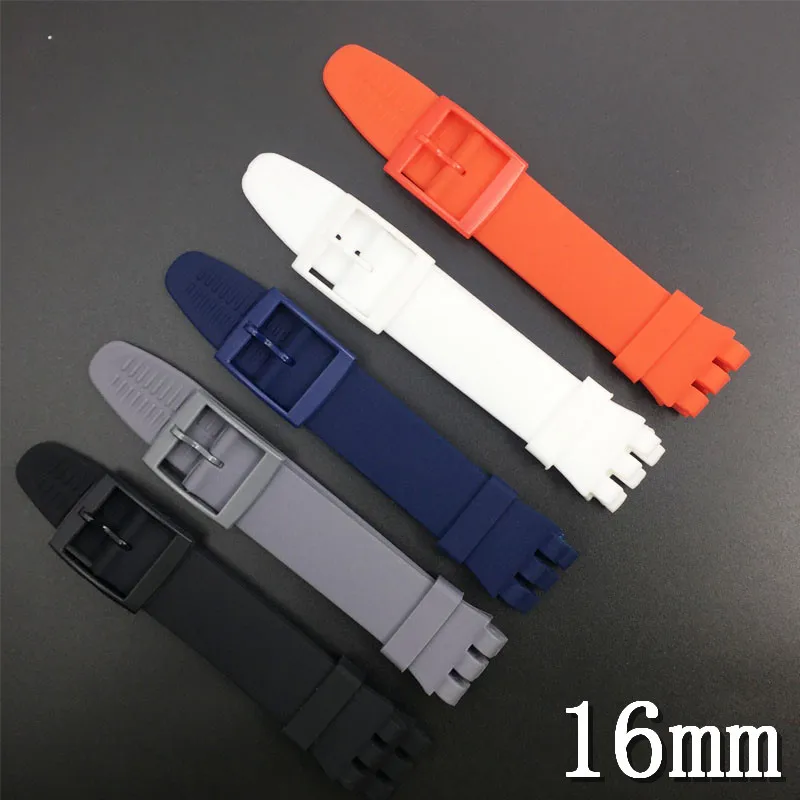 Soft Color Silicone Strap for Swatch Watch 16mm 17mm 19mm 20mm Waterproof Sports Rubber Watch Accessories