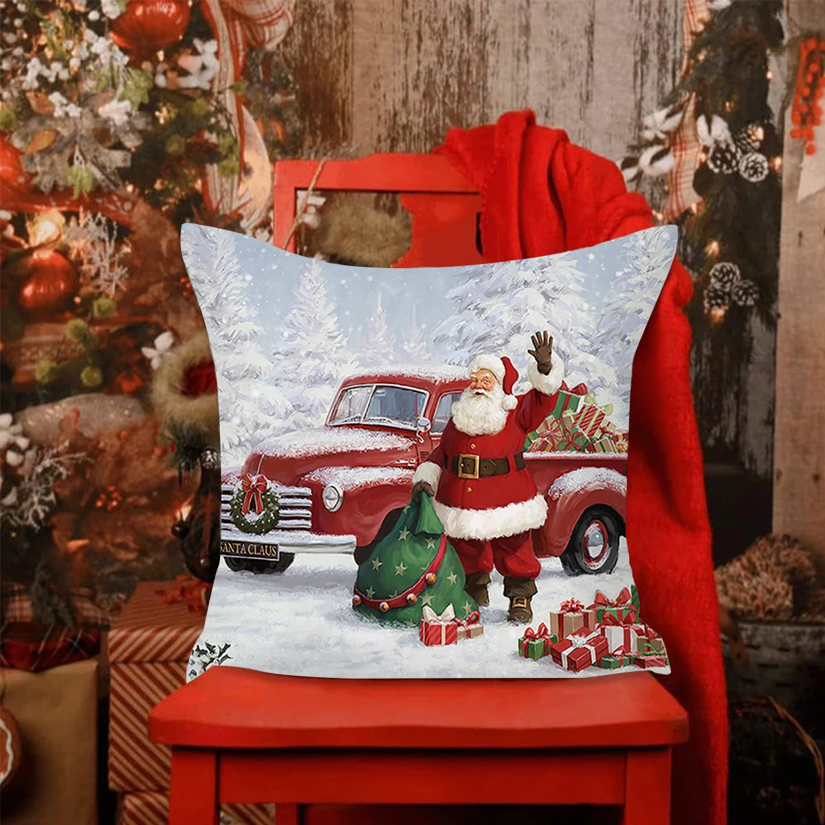 Christmas Cushion Cover Merry Christmas Decorations For Home Santa Claus Pillowcase Ornament Navidad 2025 Happy New Year Gift