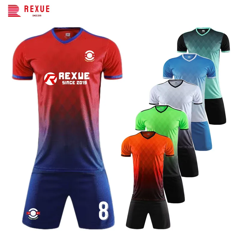 New in Men Kids Football Jersey Sets Custom Blank Version Short Sleeve Summer Team Club Soccer Match Training Uniforms Clothes