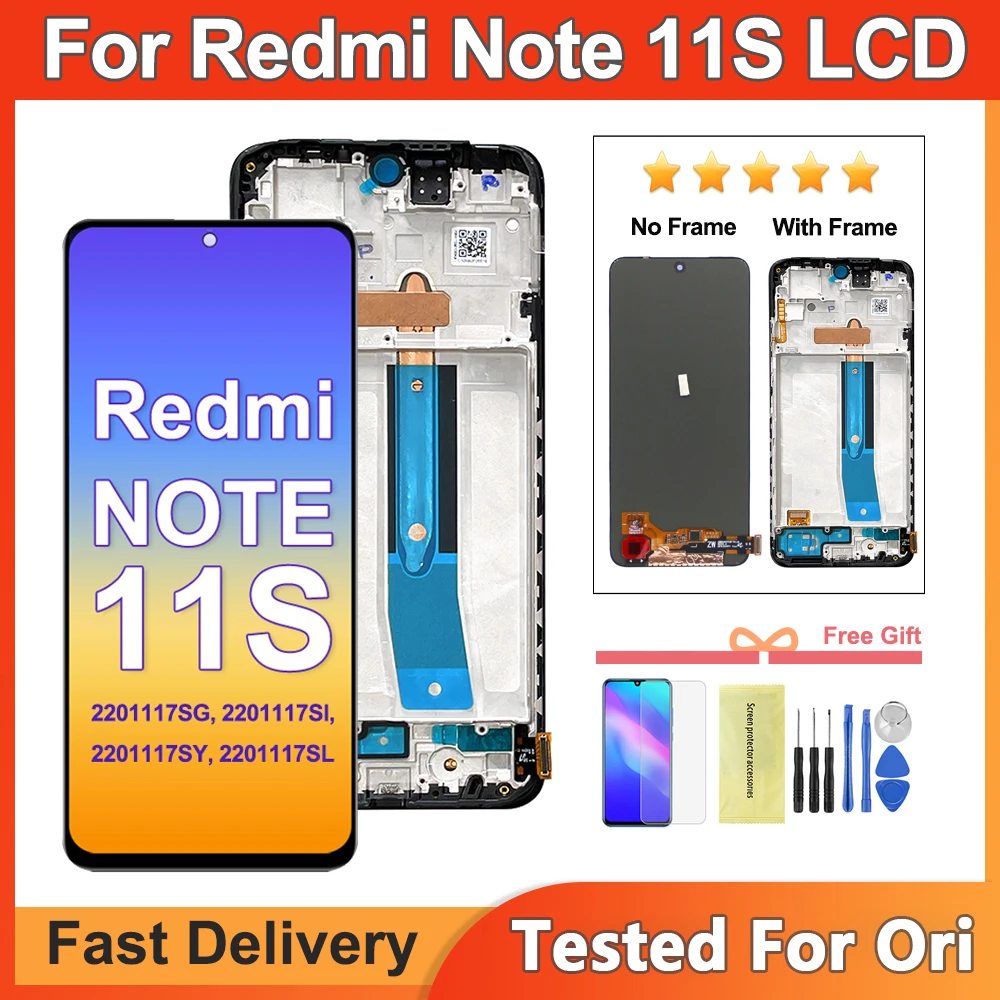 6.43\'\' AMOLED For Xiaomi Redmi Note 11S LCD 2201117SG, 2201117SI LCD Touch Screen Digitizer Assembly For Redmi Note11S 4G Screen