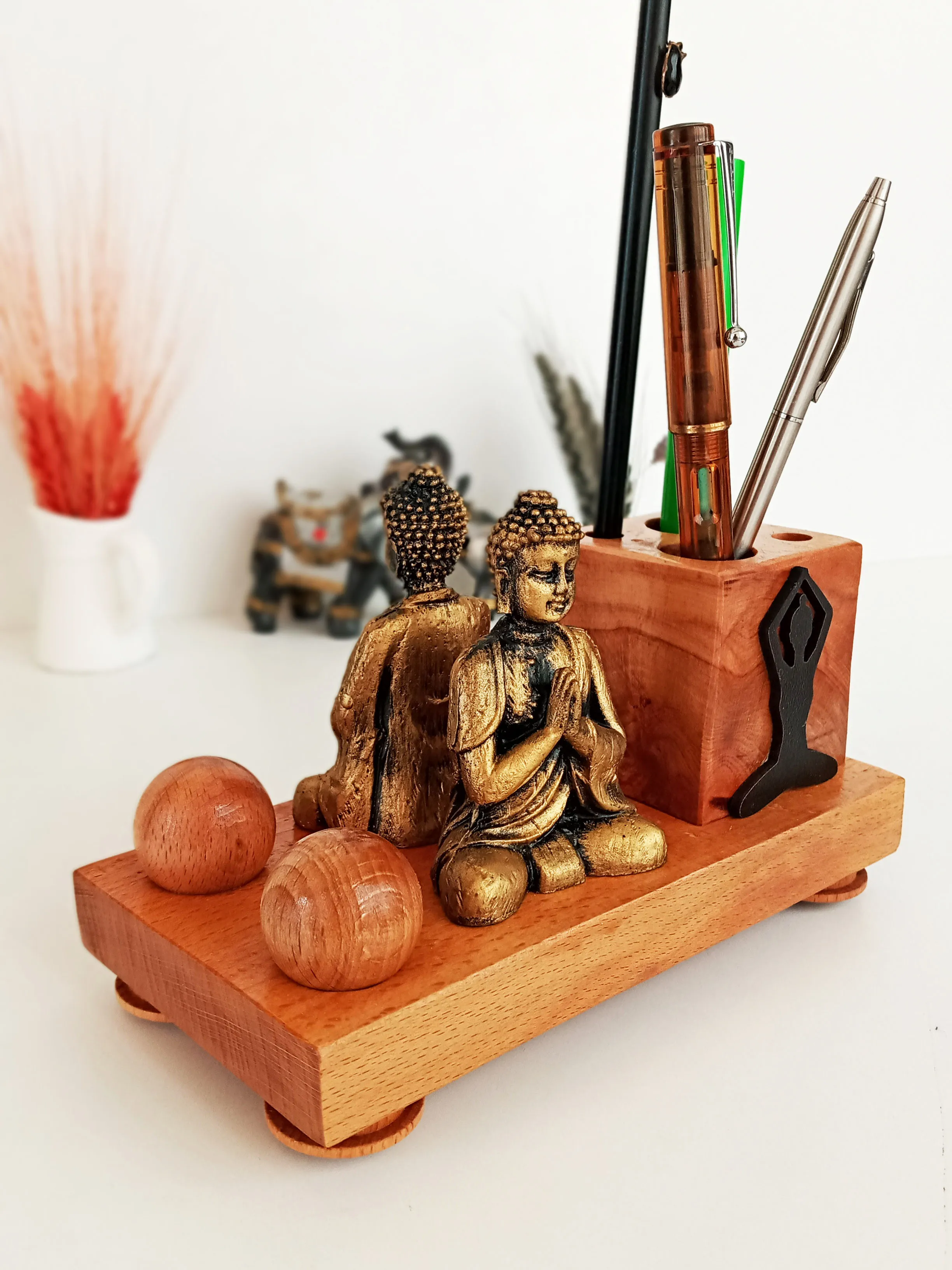 Portapenne Buddha decorativo