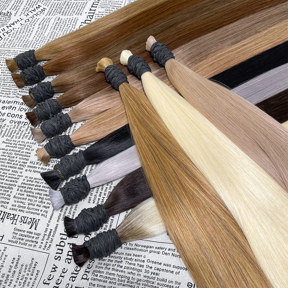 Shinehair Wholesale Straight Human Hair Bulk Highlight 12A 100% Real Human Hair Extensions Natural Black Hair Bundle Blonde 613