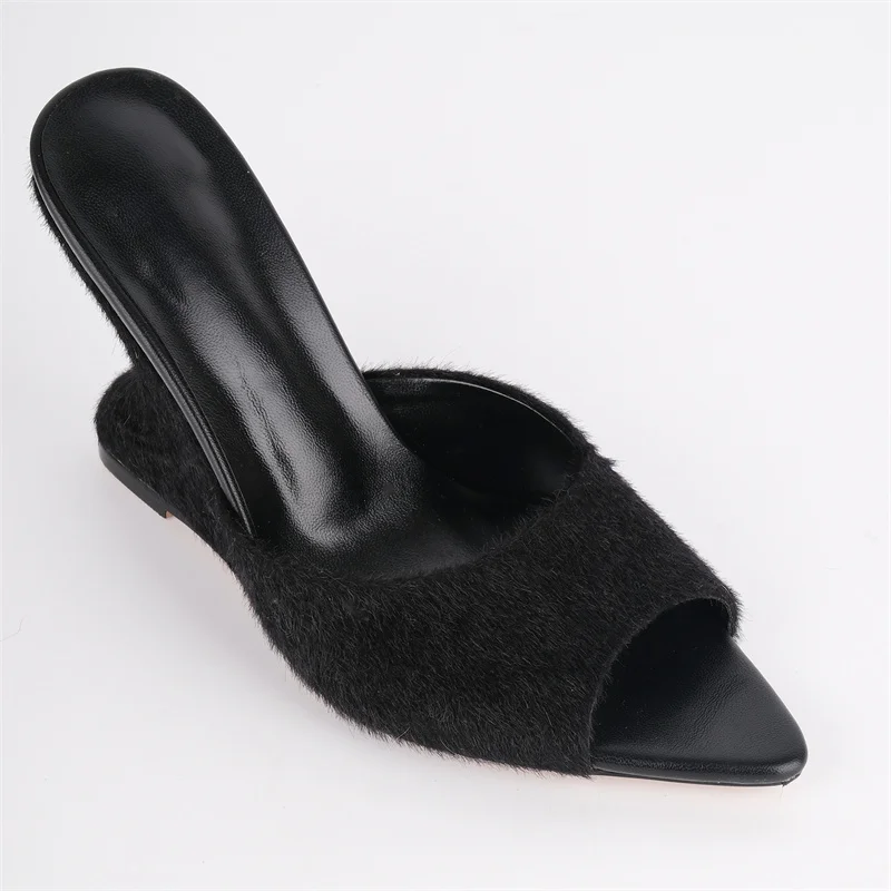 Onlymaker Women  Open Peep Toe Wedge Sandals For Casual Party Slip On Mules