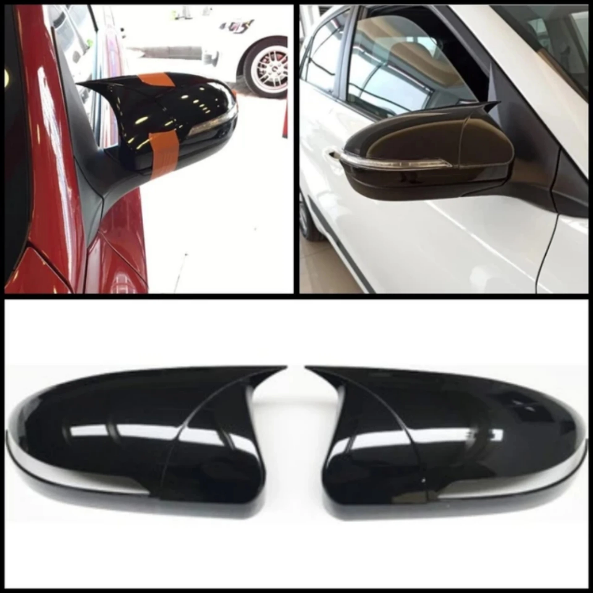 Bat Style Mirror Cover For Hyundai i20 2014-2018 With Signal Car Accessories 2 Pieces Glossy Black Exterior Parts Tuning Sport