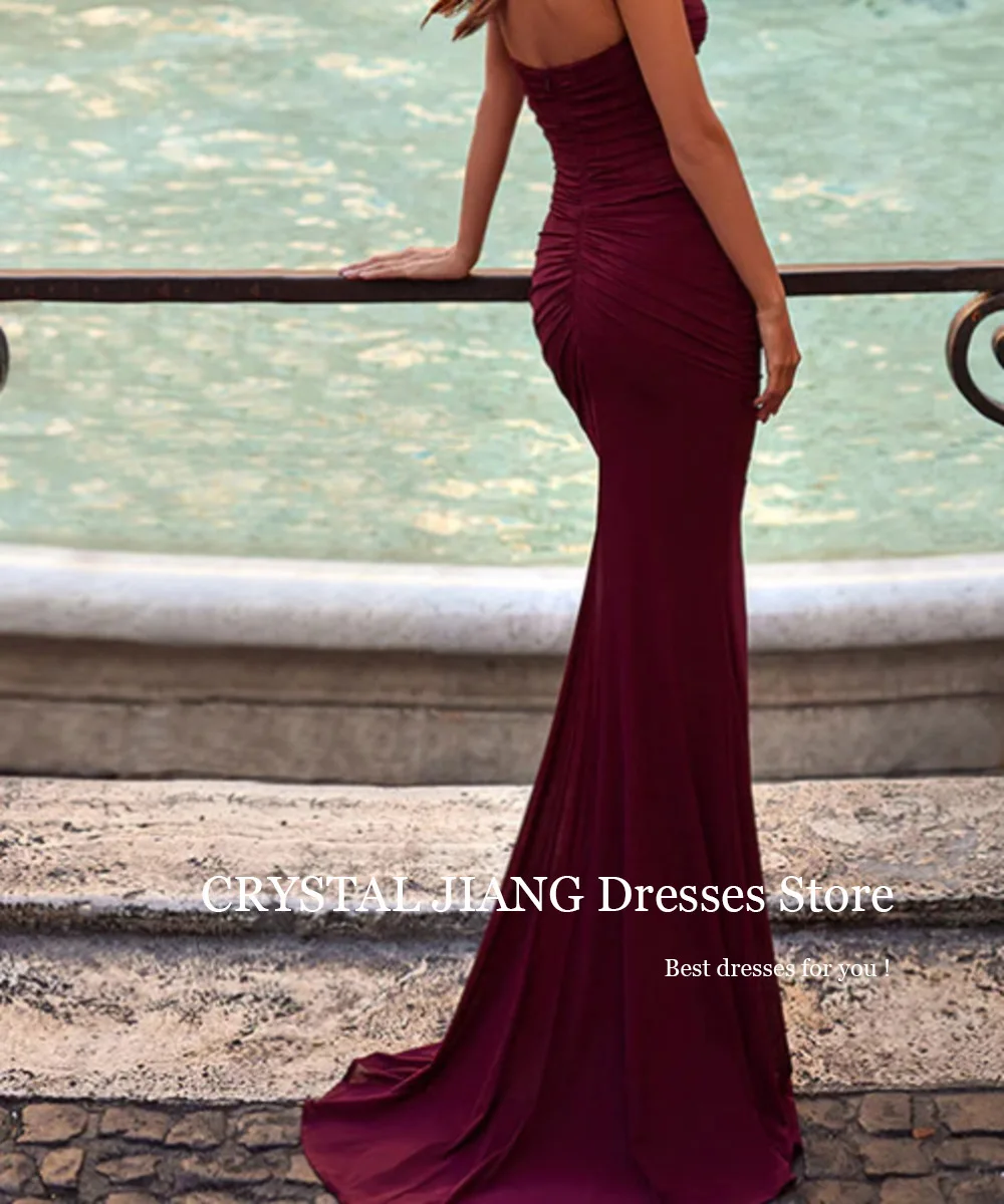 Classy Long Strapless Chiffon Prom Dresses Sleeveless Mermaid Pleated Sweep Train  فساتين للمناسبات الرسمية