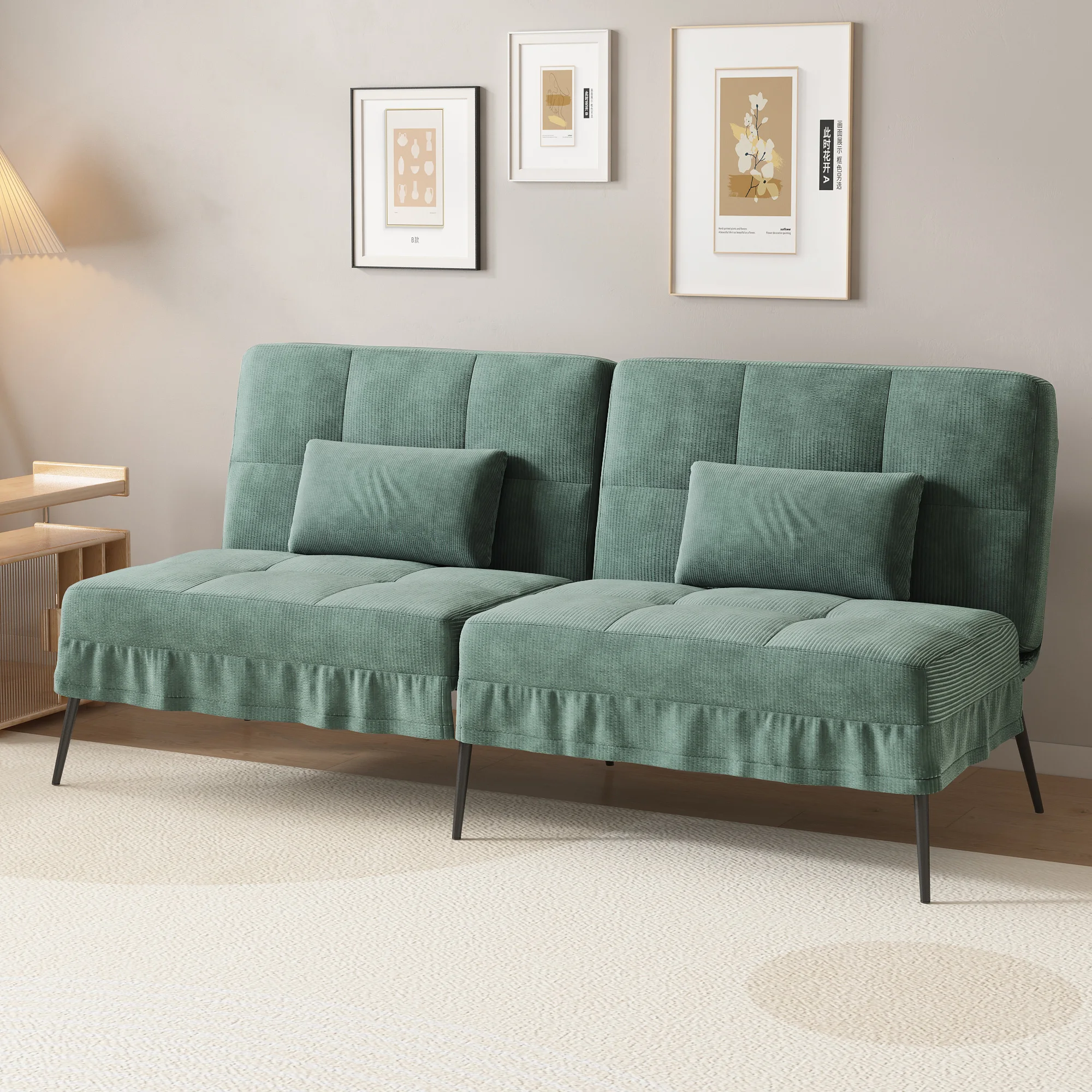 COMHOMA Schlafsofa mit Schlaffunktion, Futonbezug ausklappbar, Ecksofa, Gästesofa 3-Sitzer mit Verstellbarer Rückenlehne, Stoff – Detail 6