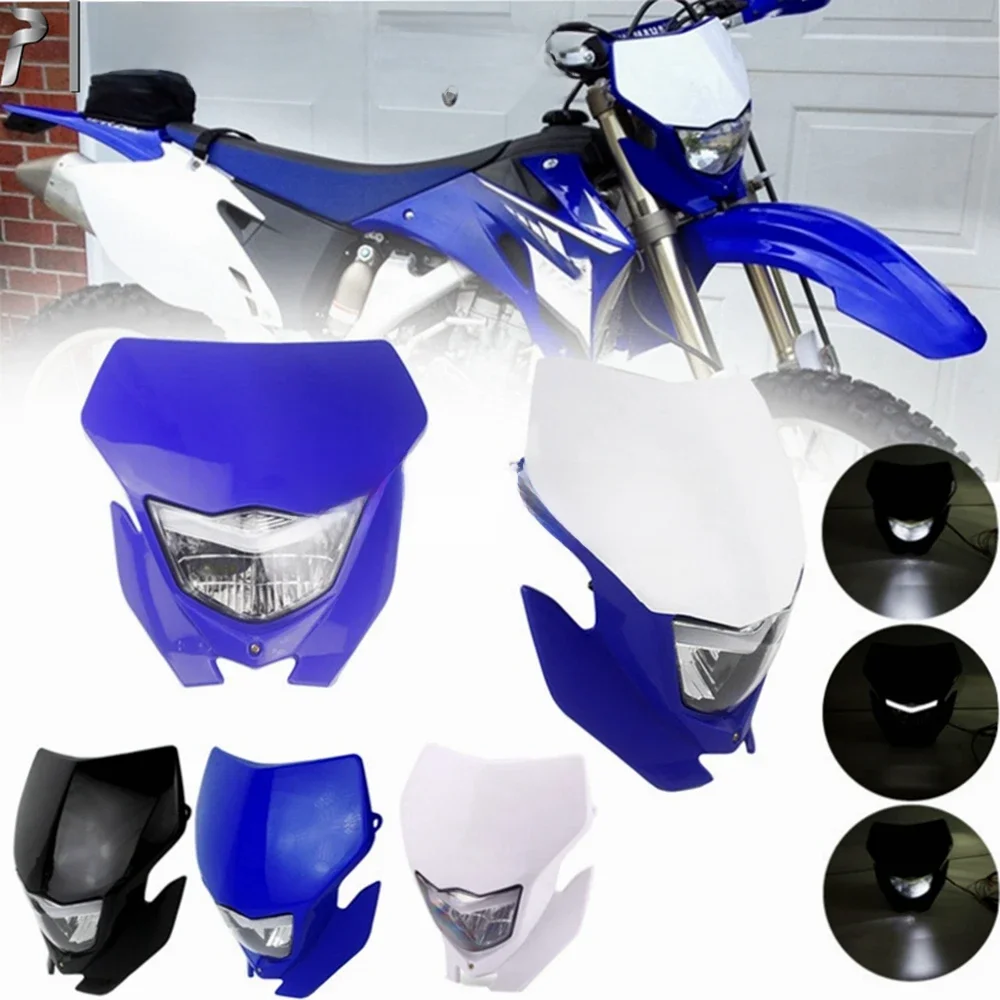 AliExpress Micro dream Universal Dirt Bike Motorcycle Headlamp H4 Head Light For Yamaha WR250 WR450F YZ250 YZ450F Off Road Motocross Headlight Fairing