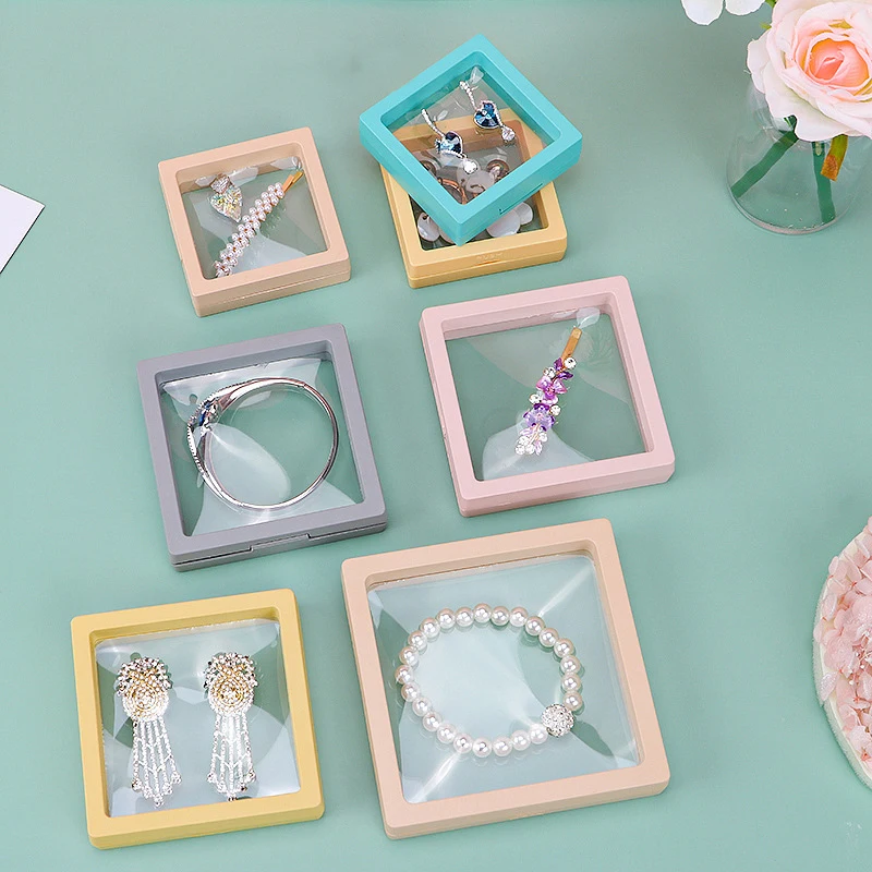 

Color PE Suspension Box Transparent Film Jewelry Box Antioxidant Storage Case Necklace Ring Stud Earrings Bracelet Display Stand