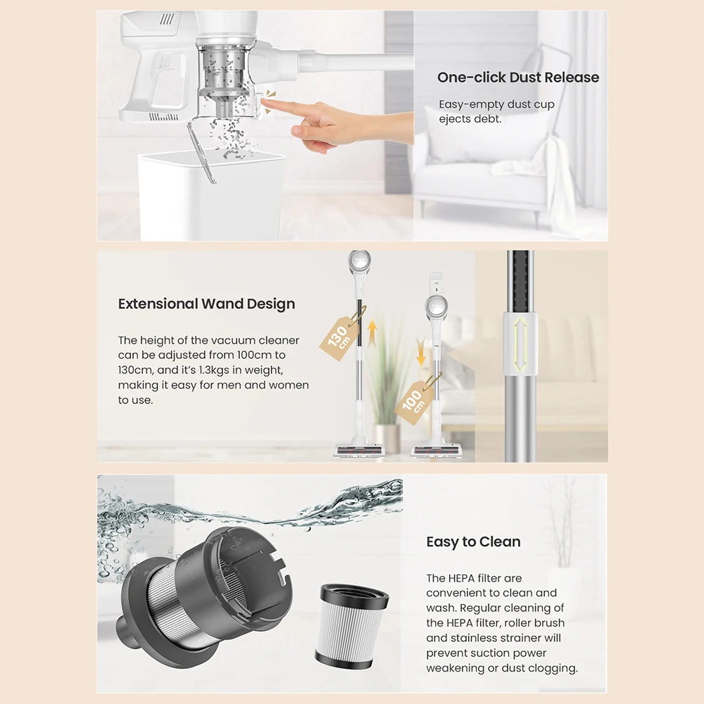 Портативный беспроводной пылесос AZKMOO 3 в 1, 26 кПа