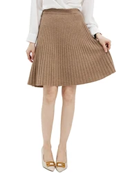 LONGMING Women's Dresses 100% Merino Wool Knit Skirt Fall Winter Casual High Waist Ribbed Knitted Skirts for Woman y2k Clothing