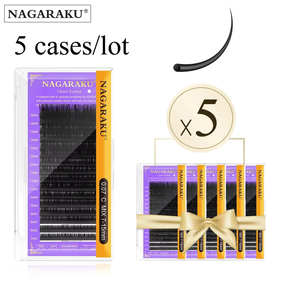 NAGARAKU bulk sale 5 cases/lot High quality mink eyelash extension individual eyelashes make up tools beauty