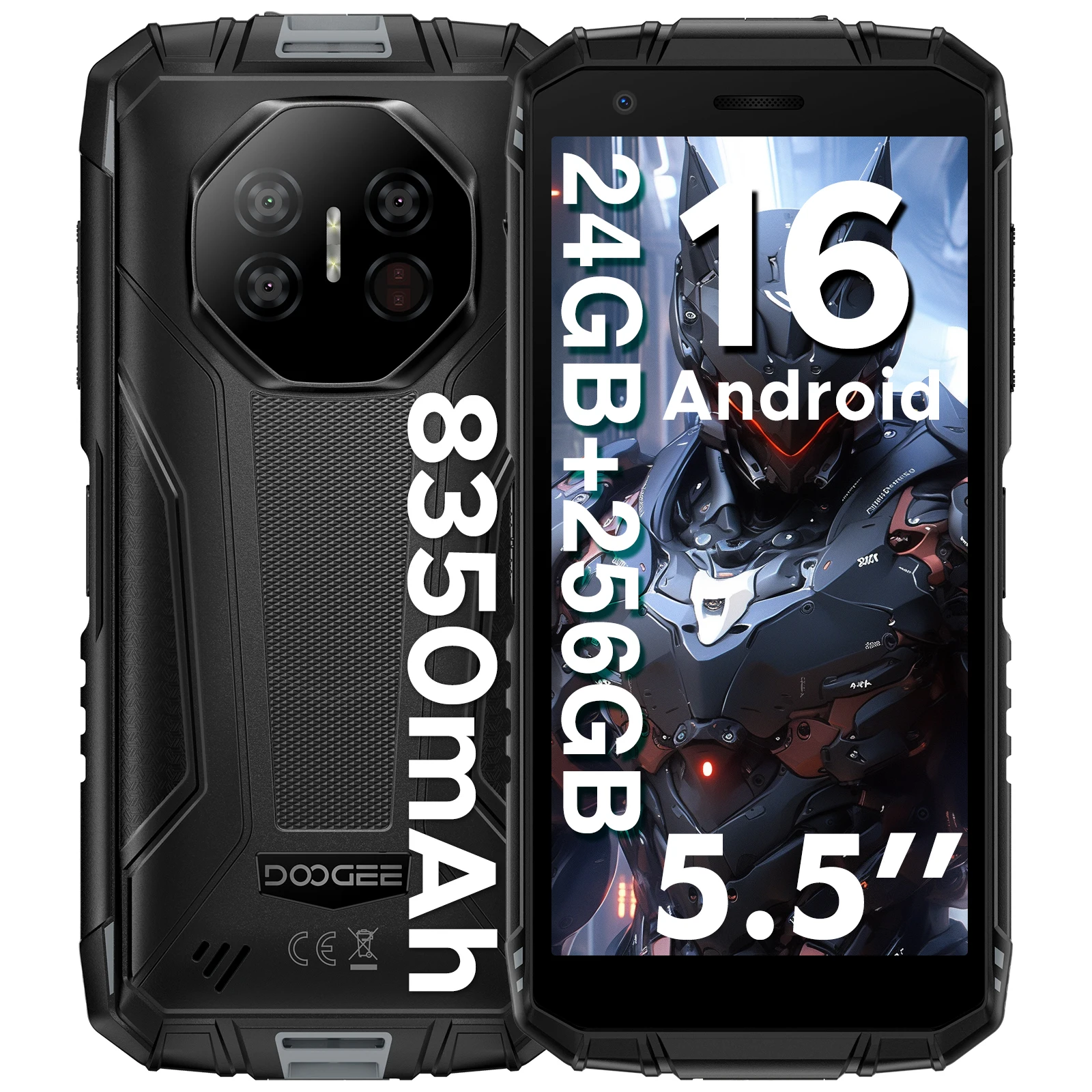 Stevig Smartphone DOOGEE Fire 3 Ultra Accu 8350mAh Android 16 Scherm 5.5 IPS HD+ 24GB RAM 256GB ROM Camera 16MP 20MP - afbeelding 1