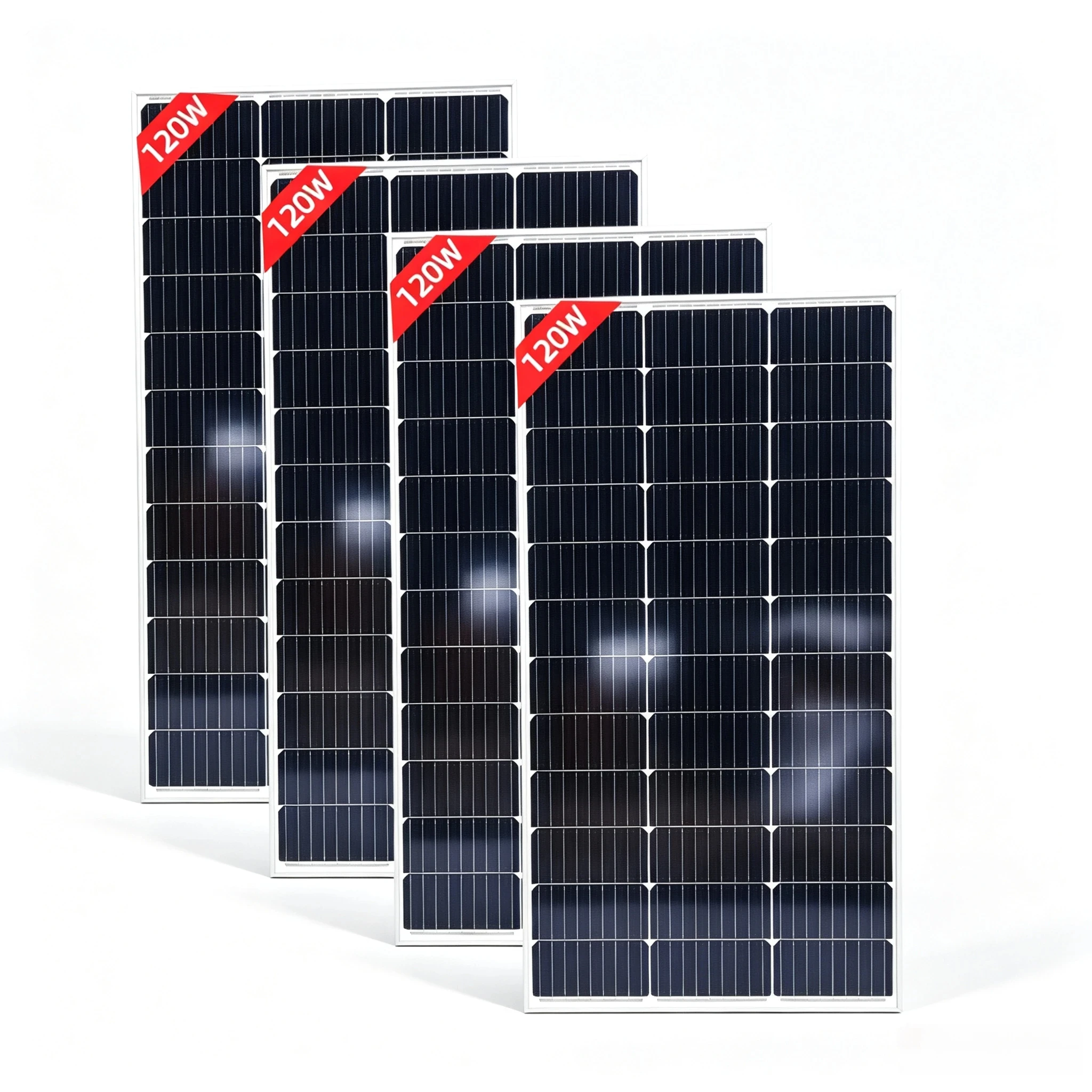 Panel słoneczny 480W, zestaw 4 paneli słonecznych monokrystalicznych 120W, wysokowydajny moduł fotowoltaiczny do kampera, łodzi, domu, systemu zasilania off-grid.
