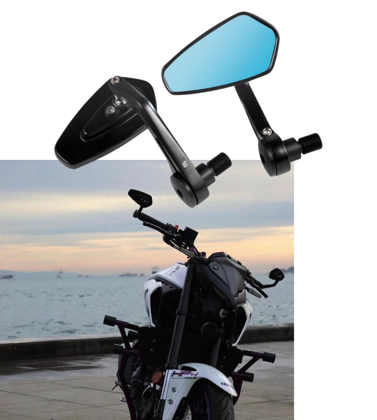 Motorcycle Handlebar End Mirror for Yamaha MT-07 MT-09 MT10 R6 R1 FZ1/FZS1000 FZ6 FZ6R XJ6 TMAX530 TMAX500 Bar End Mirror 