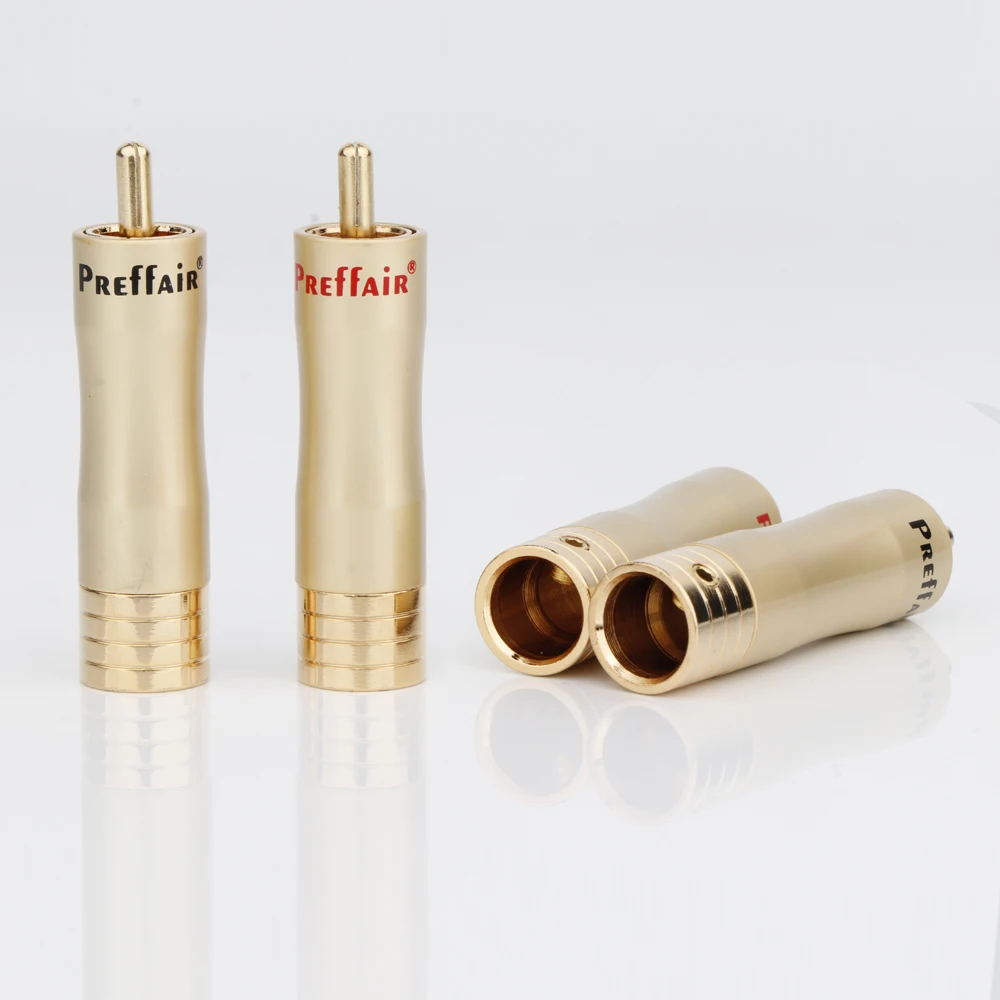 

Preffair Brass Gold Plated RCA Connectors Soldering RCA Plug for 9mm Max Wire HIFI Audio Video Cable