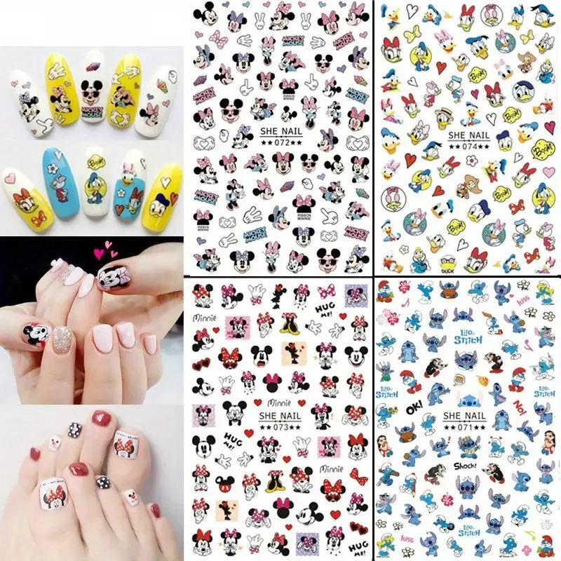 

New Cartoon Nail Art Sticker Disney Mickey Nail Supplies Lilo & Stitch Stickers Nail Decals Cute Donald Duck Nail Art Decoration