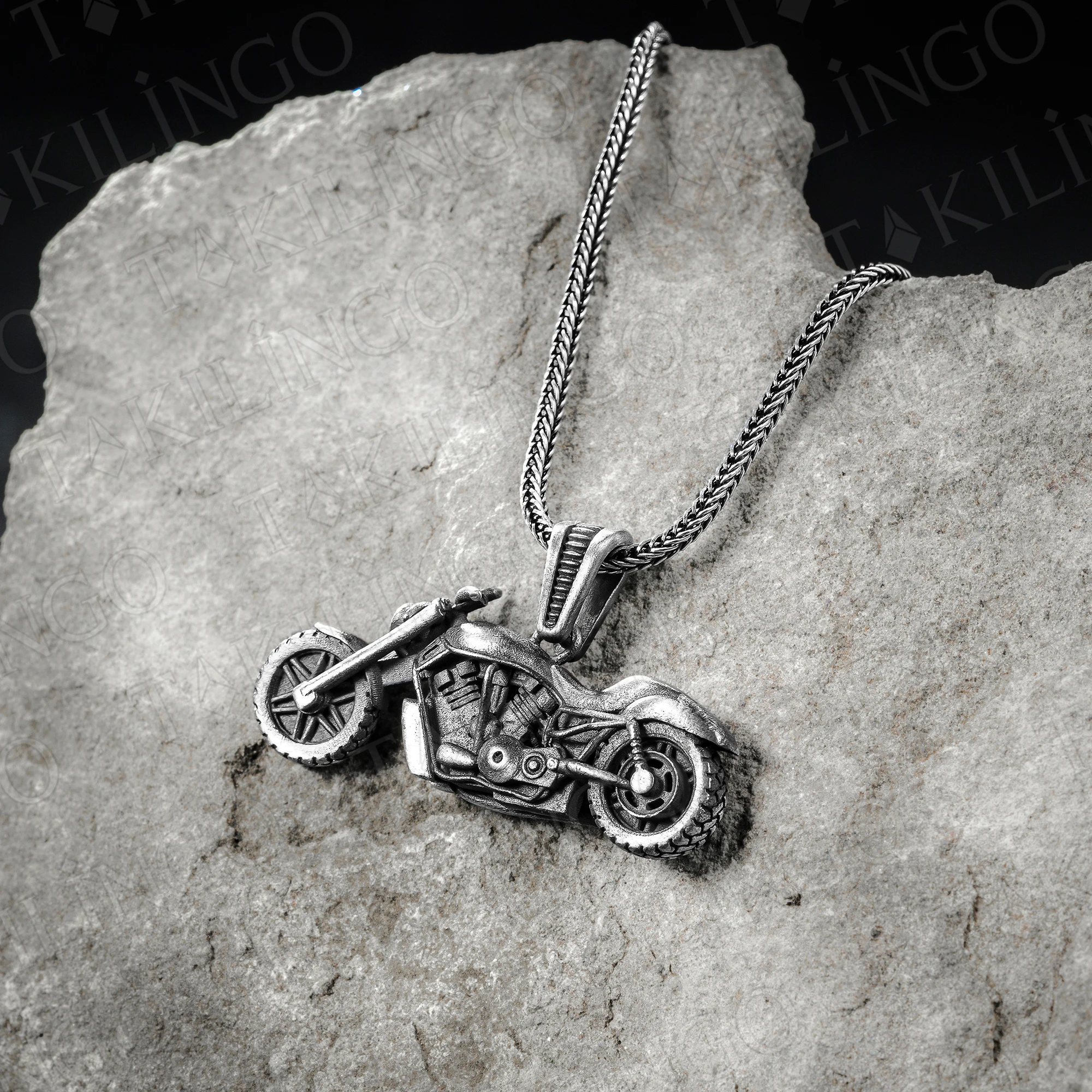 

Men's Sterling Silver 3D Motorcycle Pendant Motorbike Cool Biker Jewelry for Men 925 Sterling Silver Boy Necklace