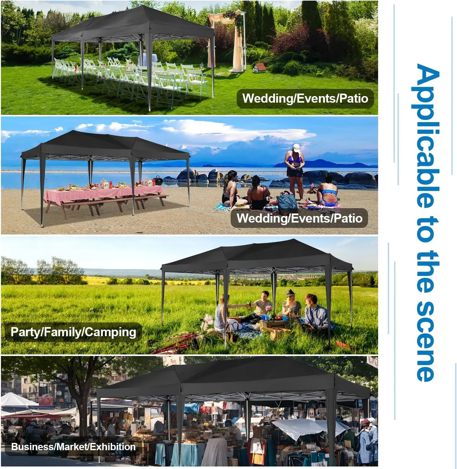 خيمة بمظلة منبثقة 10 × 20 قدم بدون جدران جانبية قابلة للإزالة، خيمة واحدة للحفلات الخارجية مقاومة للماء مع فتحة تهوية #3