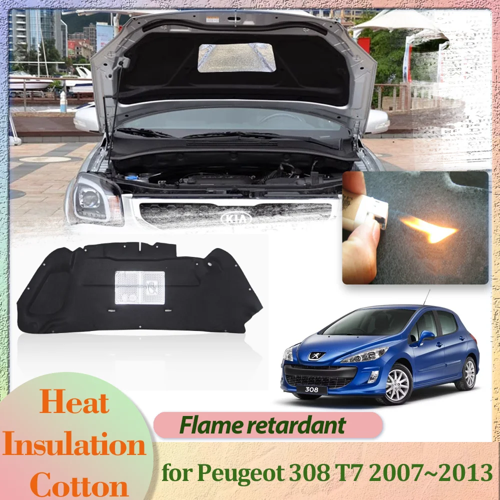 Tapis Isolation Capot Peugeot 308 T8 (2007-2014) - Compatible 7979J8 - Avec Clips