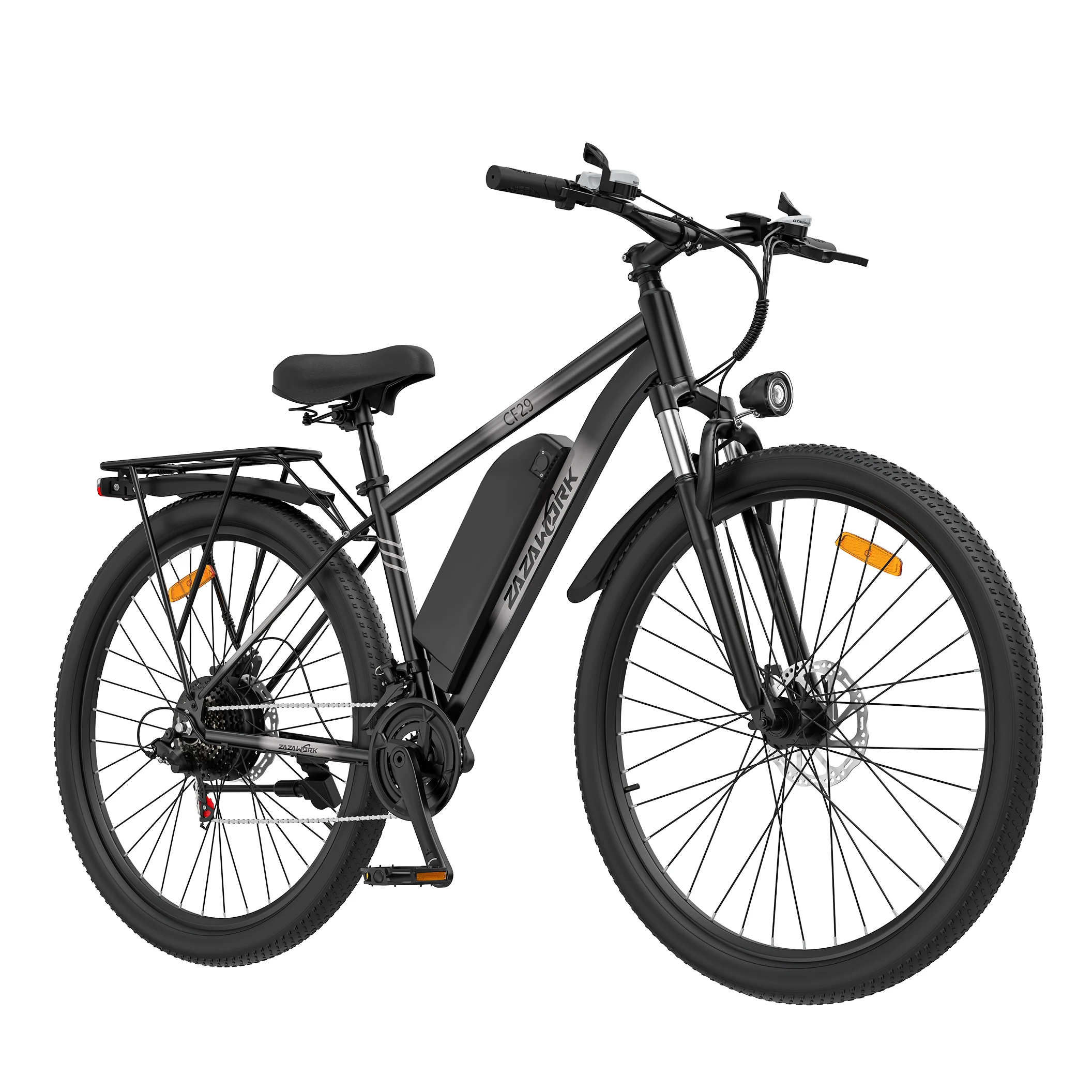Bicicleta Eléctrica de Montaña ZAZAWORK CF29 de 29" con Motor de 250W, Batería de 48V 15Ah, 21 Velocidades, Frenos de Disco Dobles, Hasta