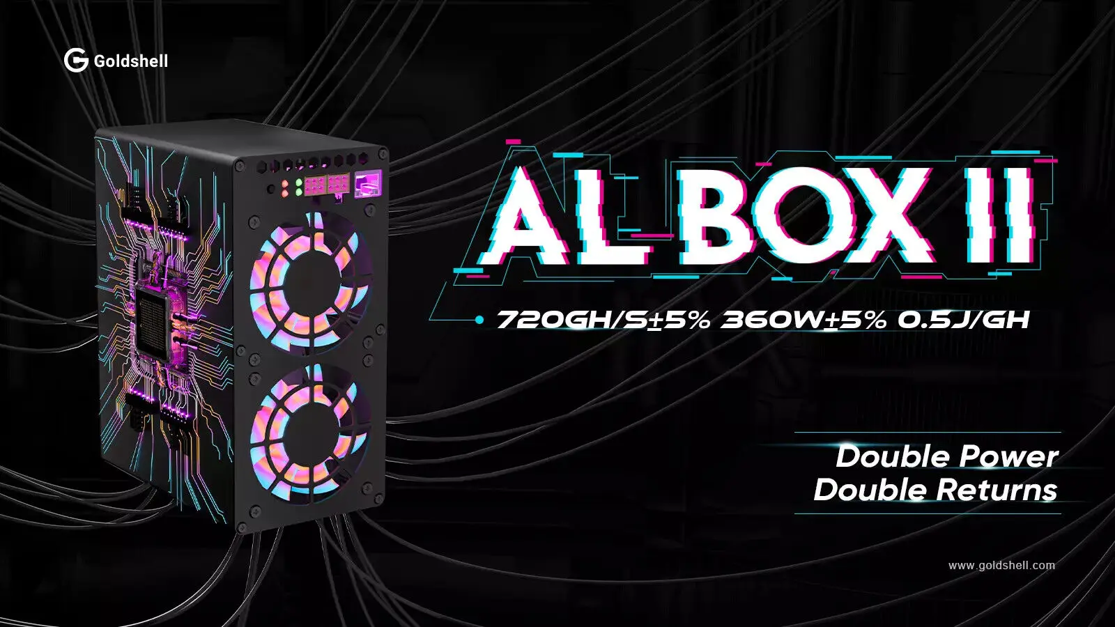 Minatore Goldshell AL-BOX - 360Gh/s |   180W |   Blake3 |   Alephium |   con alimentatore