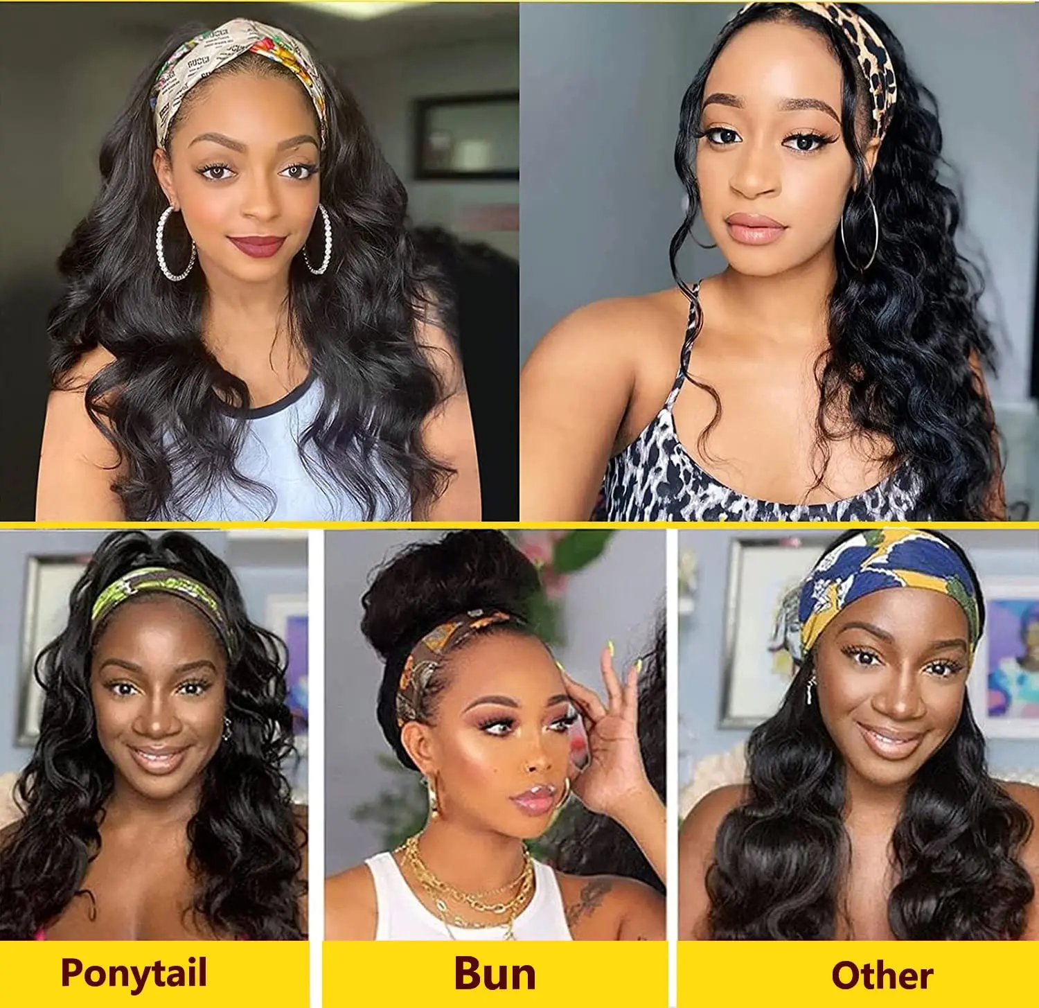 Thumbnail 4 - #75 Best Selling Human Hair Headband Wigs