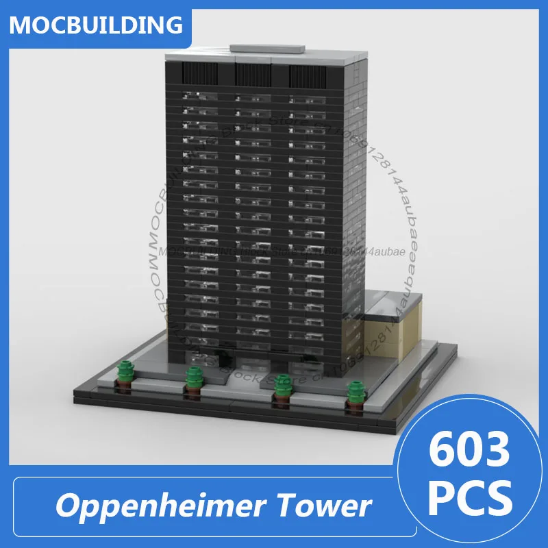 

Модель архитектурного сооружения Оппенгеймер Тауэр, конструктор MOC, набор для сборки, коллекционные кирпичики, креативные игрушки для демонстрации, рождественские подарки, 603 детали