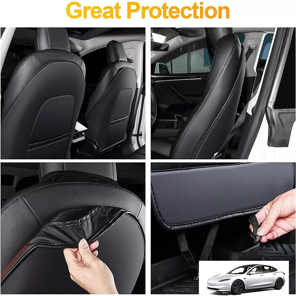 1/2PCS Leather Seat Back Protector for Tesla Model Y 3 Wear-Resistant  Resistance Protection Car Kick Mat with Organizer Pocket