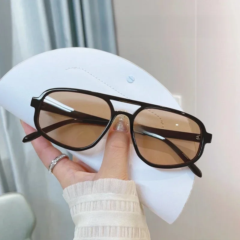 Kobiety moda retro okulary przeciwsłoneczne z podwójną wiązką letnie zewnętrzne odporne na promieniowanie ultrafioletowe okulary przeciwsłoneczne męskie okulary przeciwsłoneczne z cieniowaniem gogle — zdjęcie 2