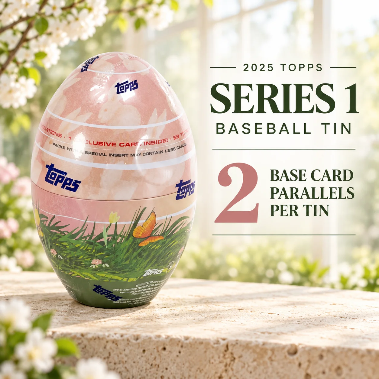 2025 Topps Series 1 Baseball Tin, 2 Base Card Parallels Per Tin, Collectible Sports Trading Cards for Parallel Card Hunting, Baseball Card Storage and Tin Collectors