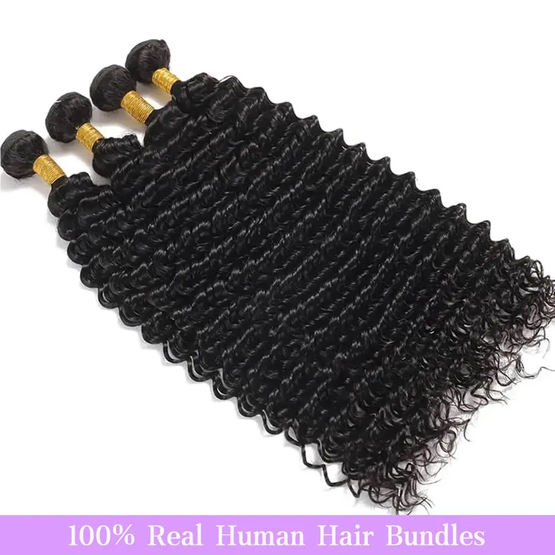 Deep Wave Human Hair 1 3 Bundles Brazilian Human Hair Wave Deep Wave Curly Hair Bundles Virgin Hair Extensions Natural Black
