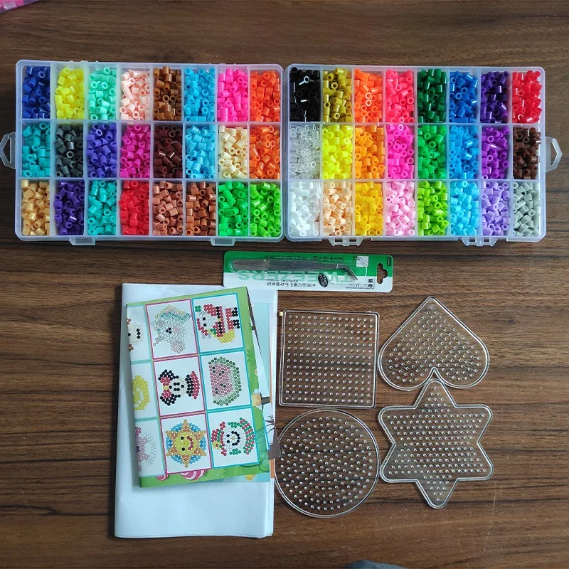 72/48 couleurs coffret hama perles jouet 2.6/5mm perler éducatif enfants 3D puzzles bricolage jouets fusible perles panneau feuilles papier à repasser