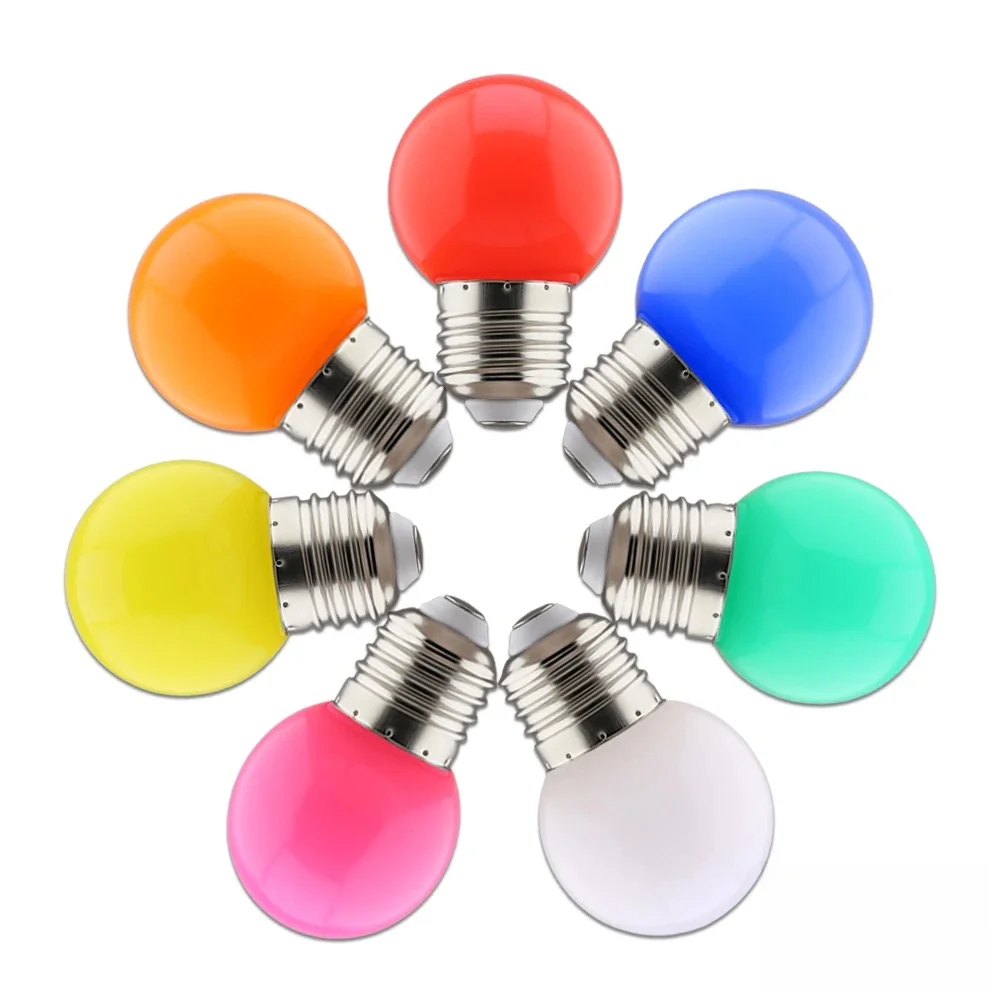 2pcs Lampe colorée Led Ampoules G45 E27 220V Rouge Jaune Bleu Vert Rose Orange Blanc Noël Nuit De Noël Pour Intérieur