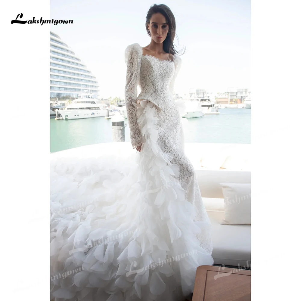 فاخر الحبيب مشد انفصال تنورة ثلاثية الأبعاد الزهور كامل الدانتيل الأورجانزا فستان الزفاف مخصص vestidos de novia رداء دي mariée