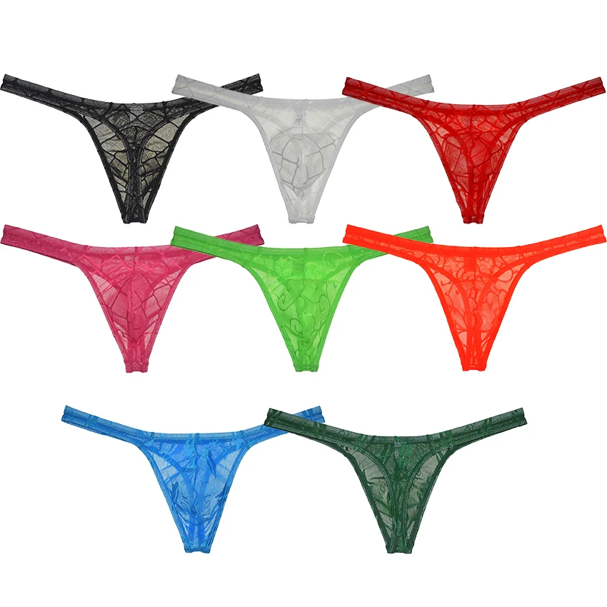 

Men's T-Back Unveil Allure In See-Through Thong Style Minimal Coverage Sexy Design Tangas With Pouch Offers Support Enhancement