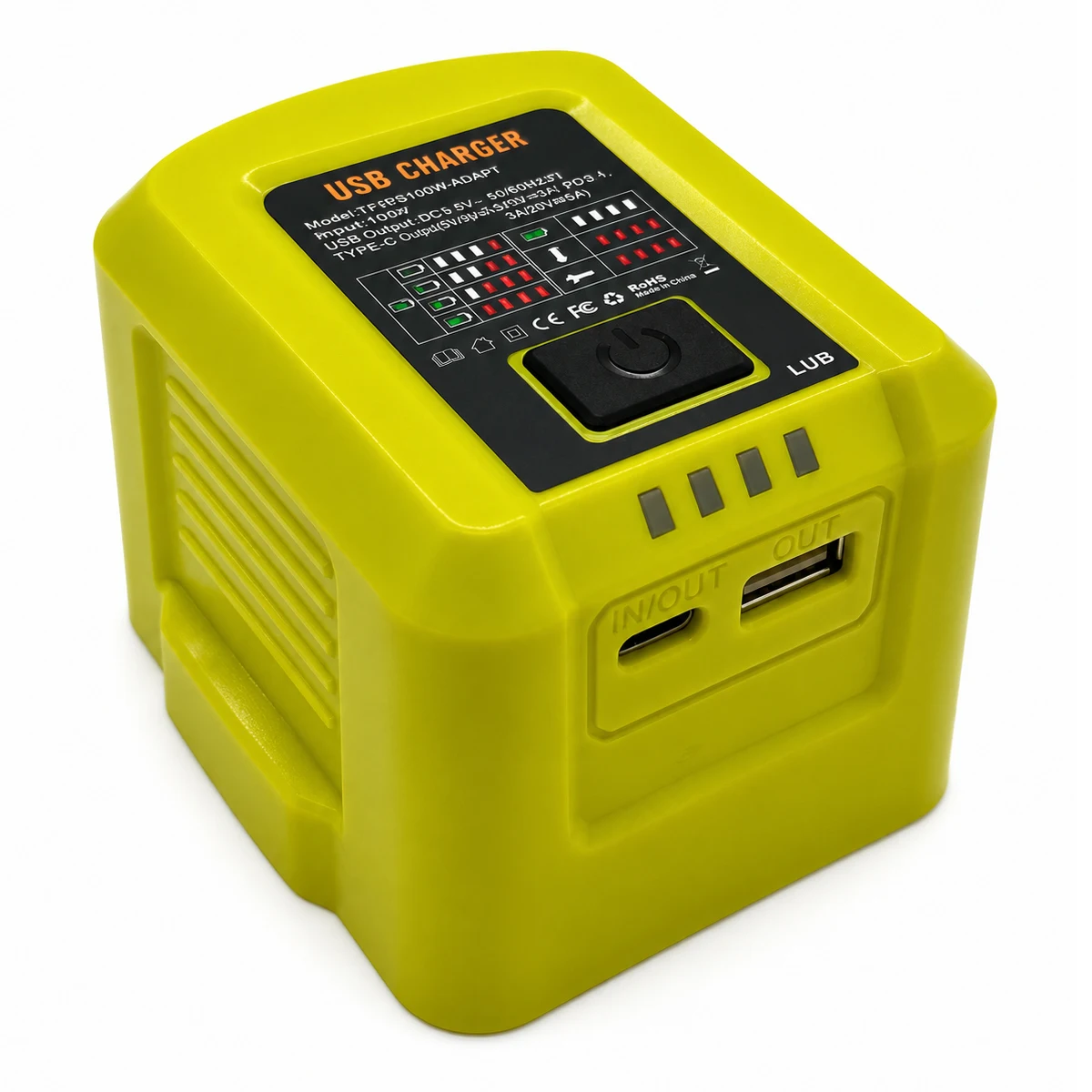 NEW Upgraded Portable 100W Fast Charger ADP01 for Ryobi 18V ONE+ Lithium Battery Recharger USB Port Two-Way Charger